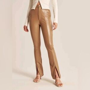 Abercrombie & Fitch Skinny Ultra High Rise Faux Leather Split Hem Pants/ 0/25